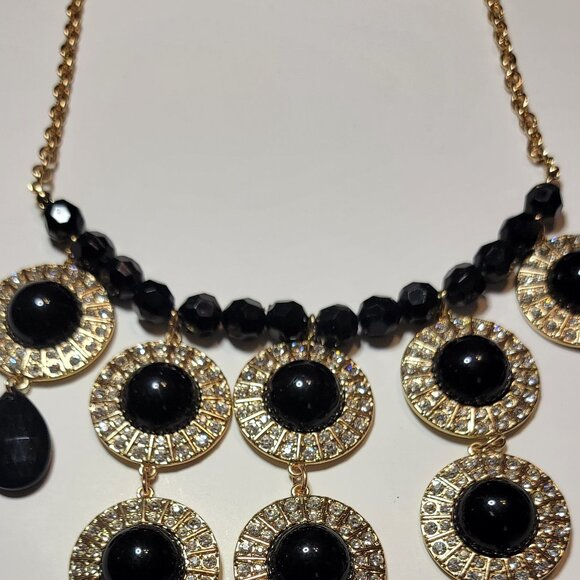 CATO Fashion Black and Gold Statement Necklace - Picture 2 of 3